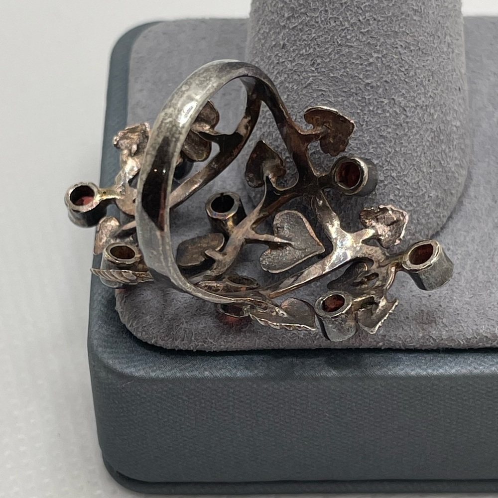 Garnet Forest 925 Silver-Plated Cocktail Ring Size 7.25 - Picture 8 of 11